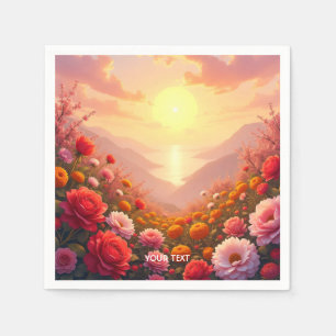 Fantasy Schattige River Flowers Sunset Servet