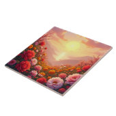 Fantasy Schattige River Flowers Sunset Tegeltje (Zijkant)