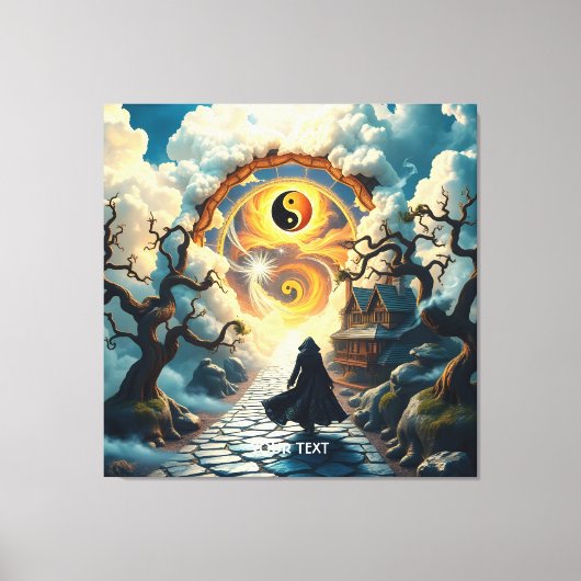 Fantasy Schattige Road Trees Man Canvas Afdruk (Voorkant)
