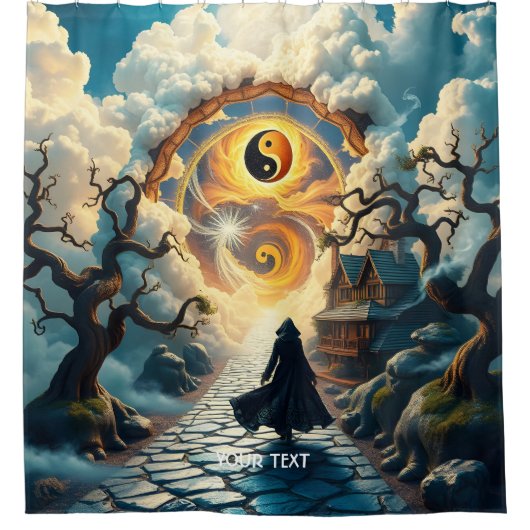 Fantasy Schattige Road Trees Man Douchegordijn (Voorkant)