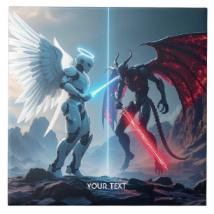 Fantasy Schattige Robot Demon Fighting Tegeltje