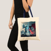 Fantasy Schattige Robot Demon Fighting Tote Bag (Voorkant (product))