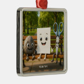 Fantasy Schattige Rock Papier Schaar Metalen Ornament (Rechts)