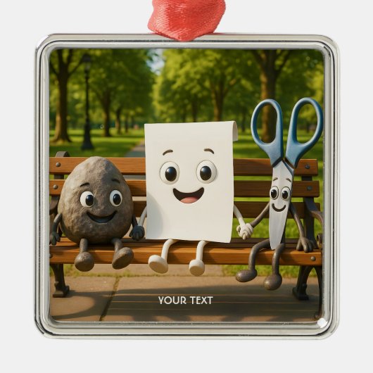 Fantasy Schattige Rock Papier Schaar Metalen Ornament (Voorkant)