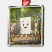 Fantasy Schattige Rock Papier Schaar Metalen Ornament (Links)