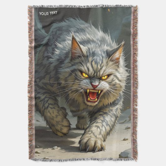 Fantasy Schattige Rocks Angry Cat Deken (Voorkant Verticaal)