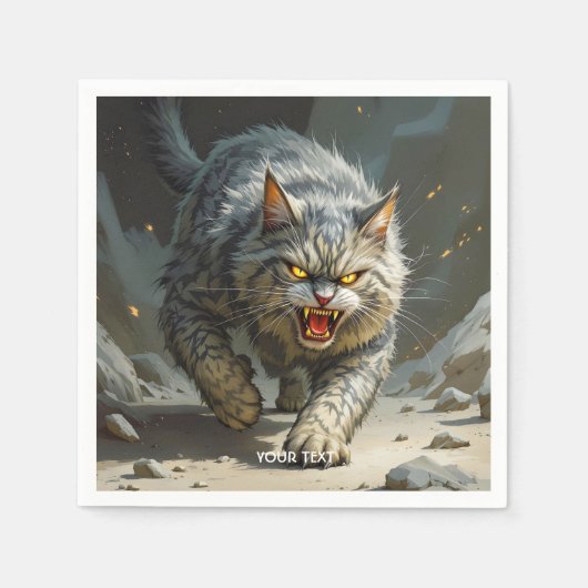 Fantasy Schattige Rocks Angry Cat Servet (Voorkant)