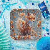 Fantasy Schattige rode glasvos Papieren Bordje (Feest)