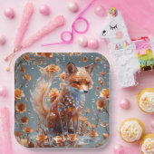 Fantasy Schattige rode glasvos Papieren Bordje (Feest)