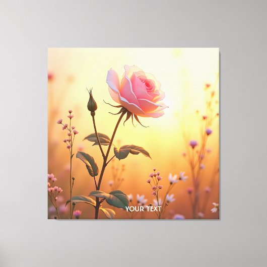 Fantasy Schattige Roos Veldbloemen Canvas Afdruk (Voorkant)