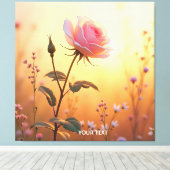 Fantasy Schattige Roos Veldbloemen Canvas Afdruk (Insitu (Houten vloer))
