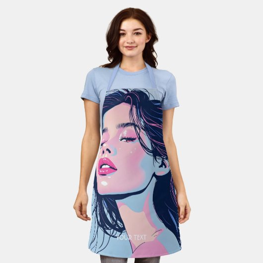 Fantasy Schattige Roze Blauw Meisje Schort (Gedragen)