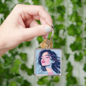 Fantasy Schattige Roze Blauw Meisje Sleutelhanger (Hand)