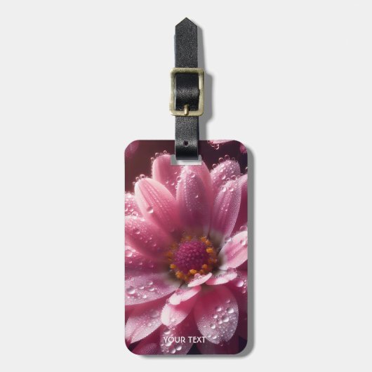 Fantasy Schattige Roze Bloem Dew Bagagelabel (Voorkant verticaal)