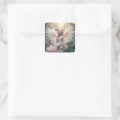 Fantasy Schattige Roze Creature Forest Vierkante Sticker (Tas)