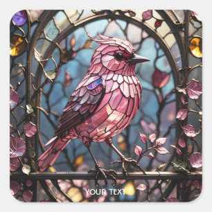 Fantasy Schattige roze vlekken glasvogel Vierkante Sticker