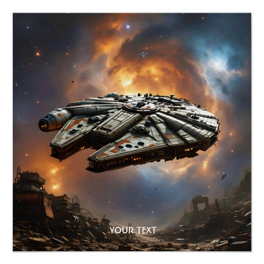 Fantasy Schattige ruimteschip Space Planet Perfect Poster (Voorkant)