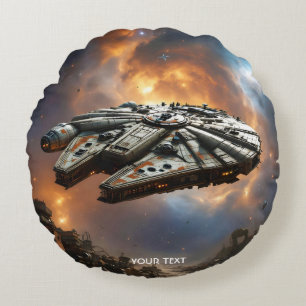 Fantasy Schattige ruimteschip Space Planet Rond Kussen
