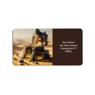 Fantasy Schattige Rusty Robot Desert Etiket