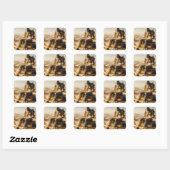 Fantasy Schattige Rusty Robot Desert Vierkante Sticker (Vel)