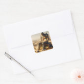 Fantasy Schattige Rusty Robot Desert Vierkante Sticker (Envelop)