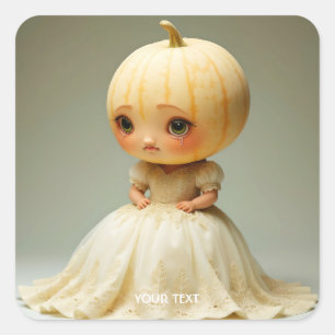 Fantasy Schattige Sad Cantaloupe bruiloft Vierkante Sticker