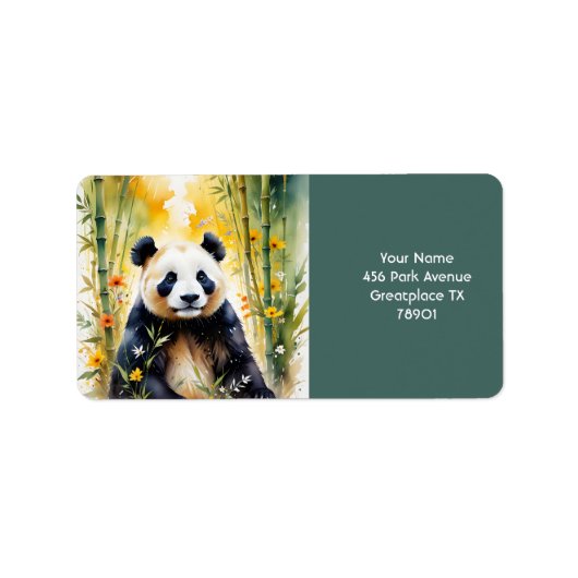 Fantasy Schattige Sad Panda Forest Etiket (Voorkant)