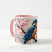 Fantasy Schattige Sakura Bird Blue Mok (Voorkant links)