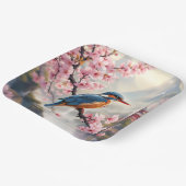 Fantasy Schattige Sakura Bird Blue Papieren Bordje (Gebogen)