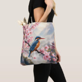 Fantasy Schattige Sakura Bird Blue Tote Bag (Dichtbij)