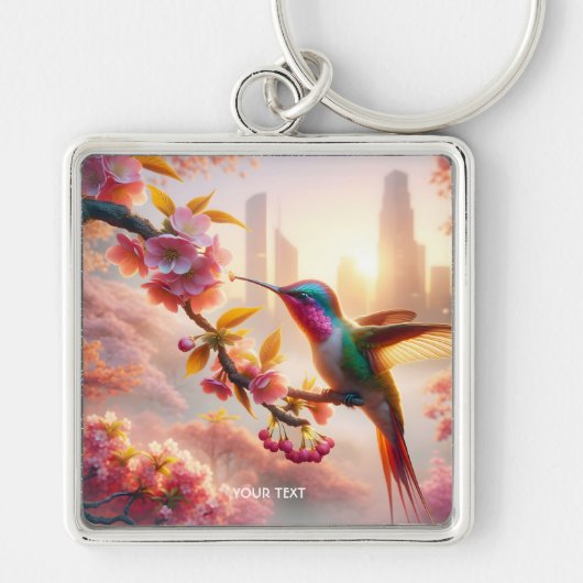 Fantasy Schattige Sakura Bird City Sleutelhanger (Voorkant)