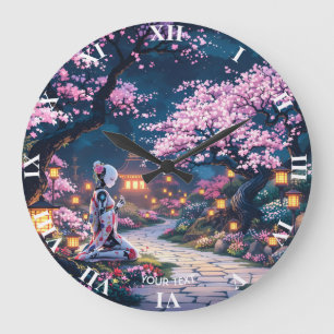 Fantasy Schattige Sakura Cyborg Meisje Grote Klok