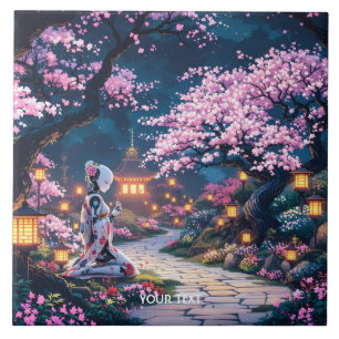 Fantasy Schattige Sakura Cyborg Meisje Tegeltje