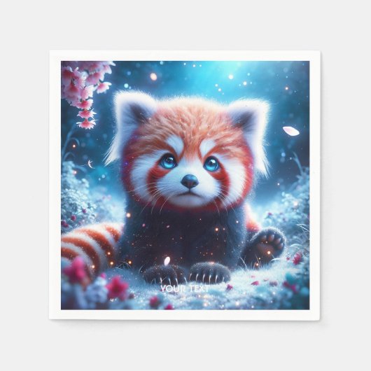 Fantasy Schattige Sakura Panda Rood Servet (Voorkant)