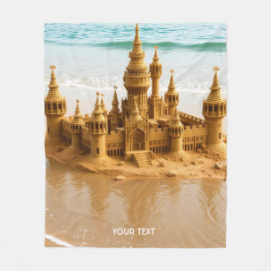 Fantasy Schattige Sand Castle Beach Fleece Deken