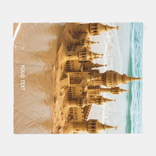 Fantasy Schattige Sand Castle Beach Fleece Deken (Voorkant (Horizontaal))