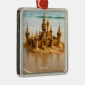 Fantasy Schattige Sand Castle Beach Metalen Ornament (Rechts)