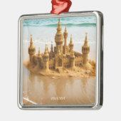 Fantasy Schattige Sand Castle Beach Metalen Ornament (Links)