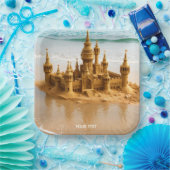 Fantasy Schattige Sand Castle Beach Papieren Bordje (Feest)