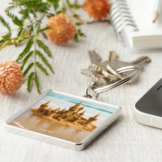 Fantasy Schattige Sand Castle Beach Sleutelhanger (Zijkant)