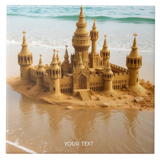 Fantasy Schattige Sand Castle Beach Tegeltje (Voorkant)