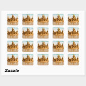 Fantasy Schattige Sand Castle Beach Vierkante Sticker (Vel)