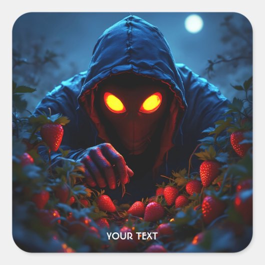 Fantasy Schattige Scary Strawberry Man Vierkante Sticker (Voorkant)
