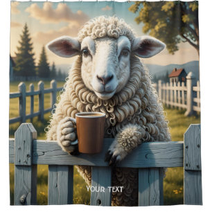 Fantasy Schattige Schaap Koffie Avond Douchegordijn
