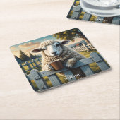 Fantasy Schattige Schaap Koffie Avond Kartonnen Onderzetters (Schuin)