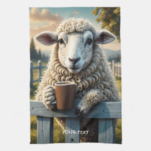 Fantasy Schattige Schaap Koffie Avond Theedoek