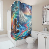 Fantasy Schattige Schilderen Meisje Ruimte Douchegordijn (In situ)