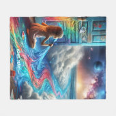 Fantasy Schattige Schilderen Meisje Ruimte Fleece Deken (Voorkant (Horizontaal))