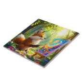 Fantasy Schattige schilderij King Fox Tegeltje (Zijkant)