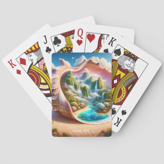 Fantasy Schattige Seashell Verborgen Landschap Pokerkaarten (Achterkant)